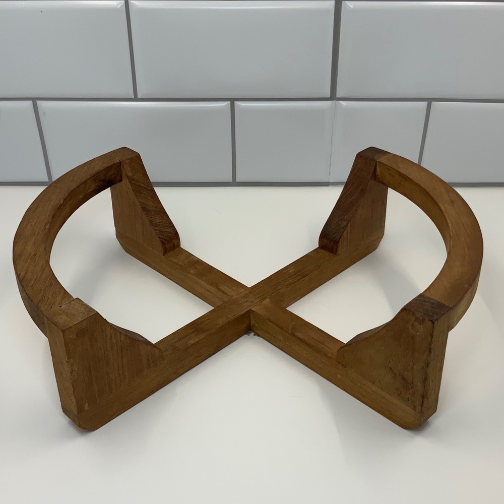Vintage Dolphin Bowl Stand Genuine Teakwood Brown 10.25x7.5x3in